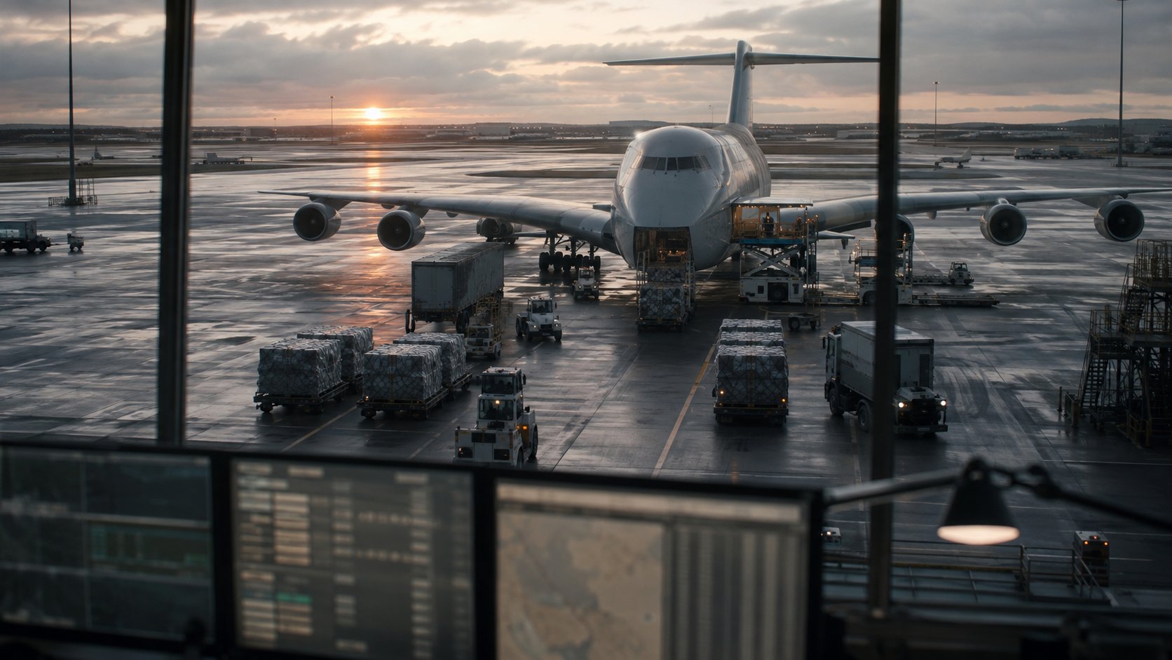 Coordinated cargo operations at dawn